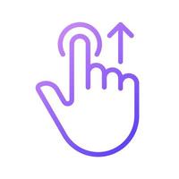 Move upwards gradient linear vector icon. Swipe up. Touchscreen control gesture. Device navigation. Slide and scroll. Thin line color symbol. Modern style pictogram. Vector isolated outline drawing