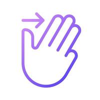 Three finger swipe gradient linear vector icon. Multi touch control. Touchscreen navigation. Technology. Digital device. Thin line color symbol. Modern style pictogram. Vector isolated outline drawing