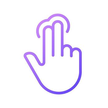doble dedo toque degradado lineal vector icono. multi toque tecnología. toque pantalla navegación. teléfono inteligente control. Delgado línea color símbolo. moderno estilo pictograma. vector aislado contorno dibujo