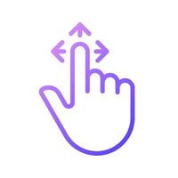 Drag gradient linear vector icon. Tap and pull image. Touchscreen control gesture. Pointing finger. Smartphone. Thin line color symbol. Modern style pictogram. Vector isolated outline drawing