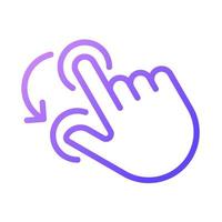 Double finger rotation gradient linear vector icon. Hold and spin with two fingers. Touchscreen control gesture. Thin line color symbol. Modern style pictogram. Vector isolated outline drawing