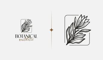 Leaf Flower Tree monoline. Universal creative premium symbol. Vector sign icon logo template. Vector illustration