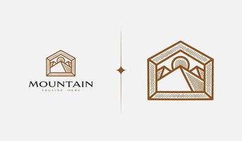 Mountain monoline. Universal creative premium symbol. Vector sign icon logo template. Vector illustration