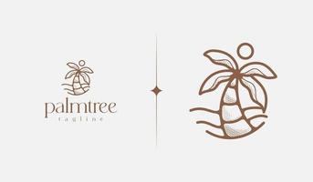 Palm Tree Summer Tropical monoline. Universal creative premium symbol. Vector sign icon logo template. Vector illustration
