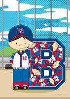 B is for Baseball Player Alphabet Learning Educational Illustration vector