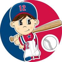 Cute Cartoon Baseball Player Sport and Leisure Illustration vector