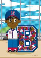 B is for Baseball Player Alphabet Learning Educational Illustration vector