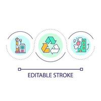 Recycling of old buildings loop concept icon. Sustainable urban construction. Architecture improvement abstract idea thin line illustration. Isolated outline drawing. Editable stroke vector