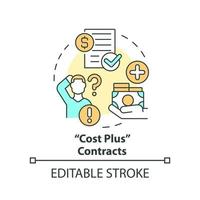 Cost plus contracts concept icon. Dealing with inflation in construction abstract idea thin line illustration. Isolated outline drawing. Editable stroke vector
