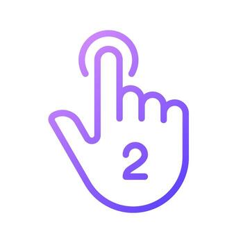 Double touch gradient linear vector icon. Controlling gesture. Touchpad and touchscreen. Smartphone display control. Thin line color symbol. Modern style pictogram. Vector isolated outline drawing