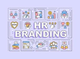 HR branding word concepts violet banner. Employee recruitment. Infographics with editable icons on color background. Isolated typography. Vector illustration with text