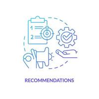 Recommendations blue gradient concept icon. Learn possible solutions. Case drafting process abstract idea thin line illustration. Isolated outline drawing vector