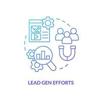 Lead gen efforts blue gradient concept icon. Audience engagement method. Marketing case study abstract idea thin line illustration. Isolated outline drawing vector