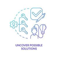 Uncover possible solutions blue gradient concept icon. Build strategy. Structure of case study abstract idea thin line illustration. Isolated outline drawing vector