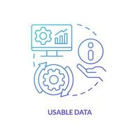 Usable data blue gradient concept icon. Verified information to research. Advantage of case study abstract idea thin line illustration. Isolated outline drawing vector