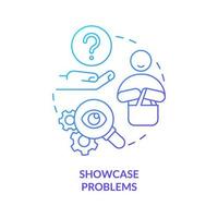 Showcase problems blue gradient concept icon. Ability to solve tasks. Element of case study abstract idea thin line illustration. Isolated outline drawing vector