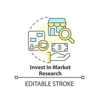 Invest in market research concept icon. Business analysis. Managing prices abstract idea thin line illustration. Isolated outline drawing. Editable stroke vector