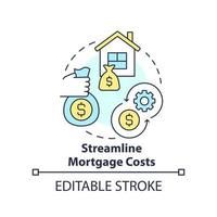 Streamline mortgage costs concept icon. Refinancing. Budgeting for inflation abstract idea thin line illustration. Isolated outline drawing. Editable stroke vector