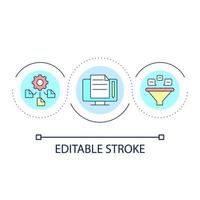 Digital data collection loop concept icon. Analysing and selecting information. Internet technology abstract idea thin line illustration. Isolated outline drawing. Editable stroke vector