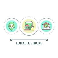 Bank account security loop concept icon. Customer data protection. Financial information abstract idea thin line illustration. Isolated outline drawing. Editable stroke vector