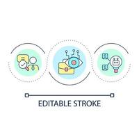 Control of business processes by AI loop concept icon. Integration of digital technology. Networking abstract idea thin line illustration. Isolated outline drawing. Editable stroke vector