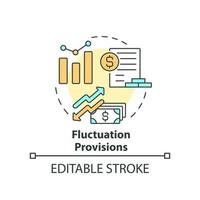 fluctuación provisiones concepto icono. relación comercial con inflación en construcción resumen idea Delgado línea ilustración. aislado contorno dibujo. editable carrera vector