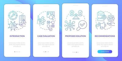 caso redacción azul degradado inducción móvil aplicación pantalla. estudiando plan recorrido 4 4 pasos gráfico instrucciones con lineal conceptos. ui, ux, gui modelo vector