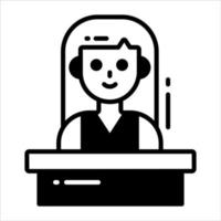 Female in front of dais, icon of speech in modern style vector