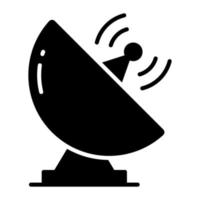 Trendy vector style vector of parabolic dish, broadcasting satellite dish icon