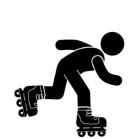 illustration of a person using roller skates. stick figure. pictogram vector