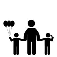 father and son silhouette. father and son illustration icon. stick figure, pictogram vector