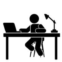 Work At Home Vector Art. stick figure. pictogram. stick figure