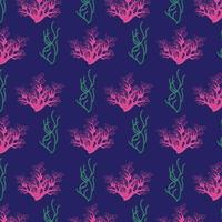 Branch of coral and fish. Seamless pattern. Vector illustration.