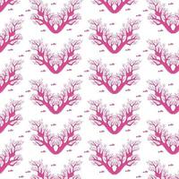 Branch of coral and fish. Seamless pattern. Vector illustration.