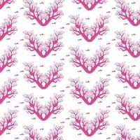 Branch of coral and fish. Seamless pattern. Vector illustration.