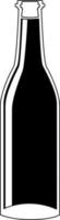 Vector black and white wine bottle in lineart style isolated on white background