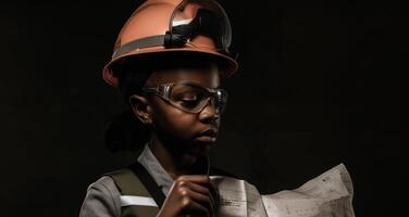 linda ingeniero arquitecto niño. futuro carrera concepto. ai generado. foto