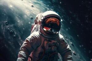 Space suits isolated on space background. . photo