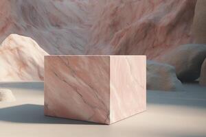 Pink marble advertising podium, created with photo