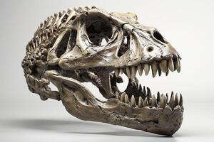 Dinosaur skull on white background, created with photo