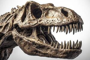 dinosaurio cráneo en blanco fondo, creado con generativo ai foto