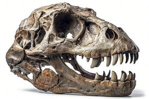 Dinosaur skull on white background, created with photo