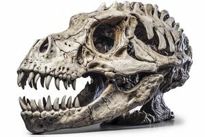 Dinosaur skull on white background, created with photo