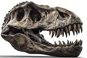 Dinosaur skull on white background, created with photo