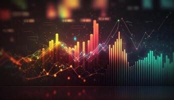 , stock market chart lines, financial graph on technology abstract background represent financial crisis, financial meltdown. Technology concept, trading market concept. photo