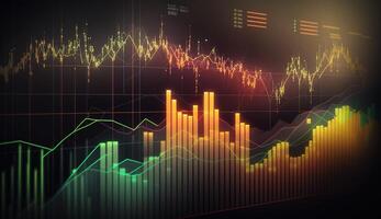, stock market chart lines, financial graph on technology abstract background represent financial crisis, financial meltdown. Technology concept, trading market concept. photo