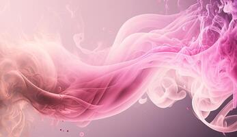 , Flowing light pink, viva magenta smoke with splashes. Soft fluid banner, spring female mood, 3D effect, modern macro realistic abstract background illustration, ink in water effect. photo