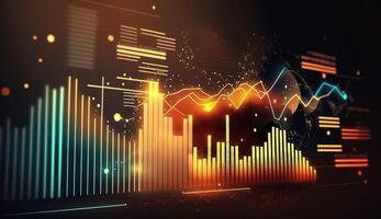 , stock market chart lines, financial graph on technology abstract background represent financial crisis, financial meltdown. Technology concept, trading market concept. photo