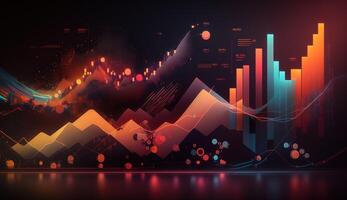 , stock market chart lines, financial graph on technology abstract background represent financial crisis, financial meltdown. Technology concept, trading market concept. photo