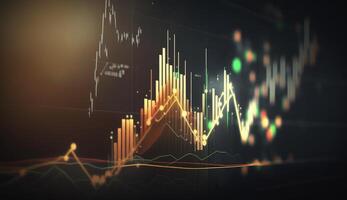 , stock market chart lines, financial graph on technology abstract background represent financial crisis, financial meltdown. Technology concept, trading market concept. photo